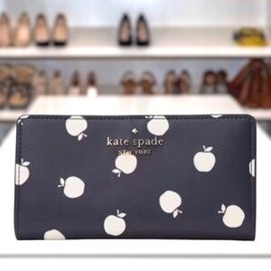 • New Kate Spade New York Staci Large Slim Wallet in Orchard Toss Blue